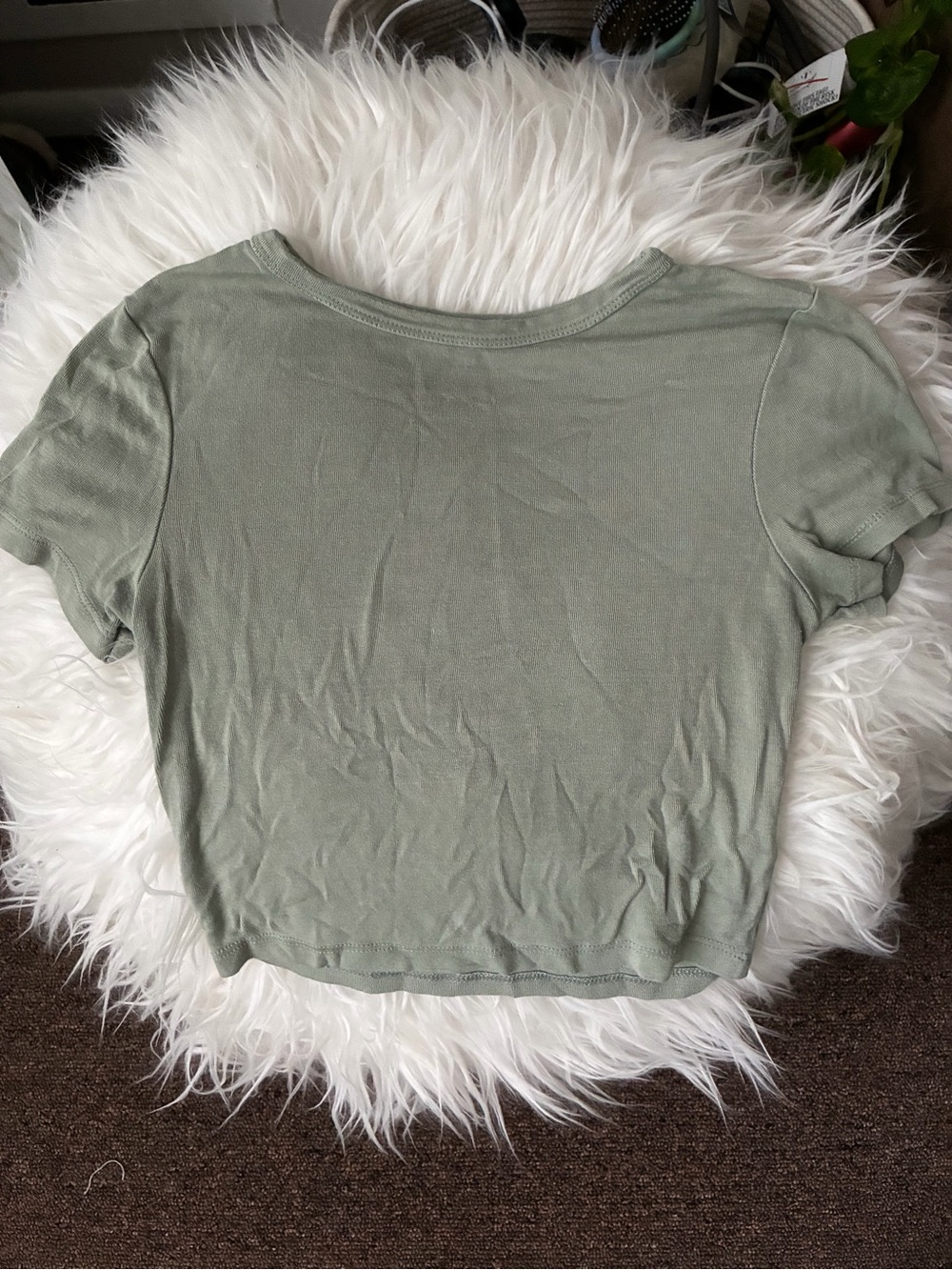 Zara Sage Green Short Sleeve Cropped Tee